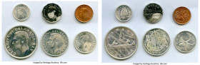 George VI 6-Piece Uncertified Mint Set 1951 UNC, 1) Cent, KM41 2) 5 Cents, KM42a. Corrosion. 3) 10 Cents, KM43 4) 25 Cents, KM44 5) 50 Cents, KM45 6) ...