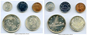 George VI 6-Piece Uncertified Mint Set 1952 UNC, 1) Cent, KM41 2) 5 Cents, KM42a 3) 10 Cents, KM43 4) 25 Cents, KM44 5) 50 Cents, KM45 6) Dollar, KM46...