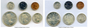 Elizabeth II 6-Piece Uncertified Mint Set 1953 Shoulder Fold UNC, 1) Cent, KM49 2) 5 Cents, KM50 3) 10 Cents, KM51 4) 25 Cents, KM52 5) 50 Cents, KM53...