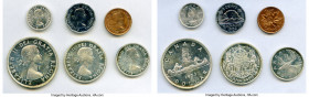 Elizabeth II 6-Piece Uncertified Mint Set 1953 No Shoulder Fold UNC, 1) Cent, KM49 2) 5 Cents, KM50 3) 10 Cents, KM51 4) 25 Cents, KM52 5) 50 Cents, K...