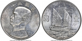 Republic Sun Yat-sen "Junk" Dollar Year 23 (1934) UNC Details (Obverse Cleaned) NGC, KM-Y345, L&M-110. Mottled taupe toning over lustrous fields. 

...