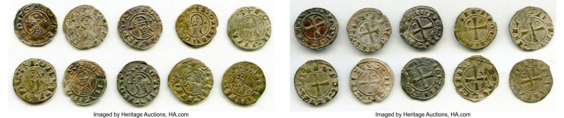 Principality of Antioch 10-Piece Lot of Uncertified Bohemond Era "Helmet" Denier...