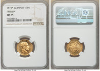 Prussia. Wilhelm I gold 10 Mark 1873-A MS65 NGC, Berlin mint, KM502. Semi-Prooflike fields. 

HID09801242017

© 2020 Heritage Auctions | All Right...