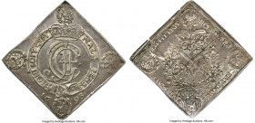 Saxony. Johann Georg IV Klippe Taler 1693 AU55 PCGS, KM642, Dav-7649. A well-struck example with lovely gray patina and underlying iridescent surfaces...