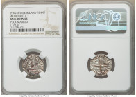 Kings of All England. Aethelred II (978-1016) Penny ND (c. 997-1003) UNC Details (Peck Marked) NGC, Southwark mint, Leofwine as moneyer, Long Cross ty...