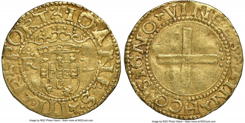 João III gold Cruzado ND (1521-1557) AU Details (Reverse Spot Removed) NGC, Lisb...