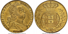 João VI gold 6400 Reis (Peça) 1824 UNC Details (Harshly Cleaned) NGC, Lisbon mint, KM364. Antiqued olive-golden color. 

HID09801242017

© 2020 He...