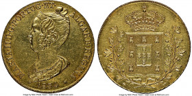 Maria II gold 6400 Reis (Peça) 1834 AU Details (Removed From Jewelry) NGC, Lisbon mint, KM405, Fr-141. One year type. AGW 0.4228 oz. 

HID0980124201...