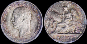 GREECE: 1 Drachma (1910) (type II) in silver with mature head (different type) of King George I facing left and inscription "ΓΕΩΡΓΙΟΣ Α! ΒΑΣΙΛΕΥΣ ΤΩΝ ...