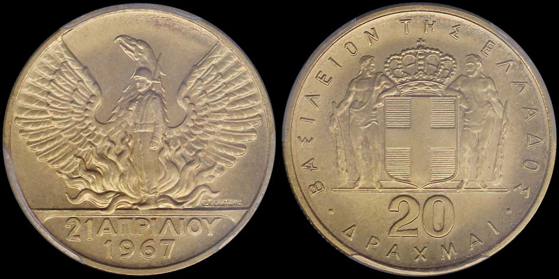 GREECE: 20 Drachmas (1970) in gold (0,900) commemorating the April 21st 1967 wit...