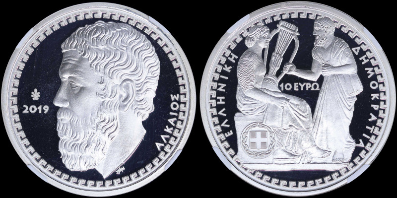 GREECE: 10 Euro (2019) in silver (0,925) commemorating Greek culture - Lyrical p...