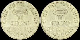 GREECE: Token in brass used at the Casino in Loutraki. The value "0.20 Euro" and the legend "CLUB HOTEL CASINO LOUTRAKI" on both sides. Medal alignmen...