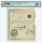 GREECE: 100 Grossi (ΜΑΡΤ.25.1822) in black on white paper. S/N: "242". Seal of the Ministry of Economy at bottom left. Signatures by Mavrokordatos, No...