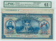 GREECE: Upper marginal specimen of 1000 Drachmas (1922 ΝΕΟΝ issue / old date 4.12.1921) in blue on multicolor unpt with portrait of G Stavros at left,...