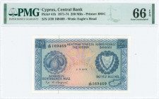 GREECE: 250 Mils (1.5.1973) in blue on multicolor unpt with fruits at left and Arms at right. S/N: "J/39 169469". WMK: Eagle head. Printed by (BWC). I...