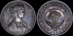 GREECE: Silver commemorative medal (1832-62 / probably struck in 1850) engraved by Konrad Lange. Obv: Queen Amalia. Rev: 3 palm trees, columns of Olym...
