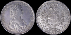 AUSTRIA: 1 Thaler (1751) in silver (0,875) with Bust of Maria Theresa facing right. Crowned imperial double eagle with crowned Arms on breast on rever...