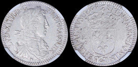 FRANCE: 1/12 Ecu (1663 &) (=10 Sols) in silver (0,917) with bust of Louis XIV facing right. Crowned shield on reverse. Mintmark: Ampersand. Mint: Aix....