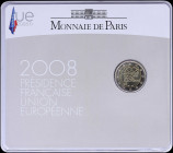 FRANCE: 2 Euro (2008) in bi-metal. Inside official coincard commemorating the French Presidency of the EU. Mintage: 20000 pieces. (KM 1459). Brilliant...