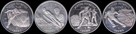 GIBRALTAR: Complete set of 4 coins of 1 Crown (1998) in copper-nickel from the "Winter Olympics - Japan" series. (KM 636 + 638 + 640 + 642). Uncircula...
