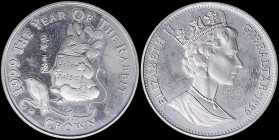 GIBRALTAR: 1 Crown (1999) in copper-nickel commemorating the "1999 The Year of the Rabbit" with crowned bust of Queen Elizabeth II. Rabbit reading and...