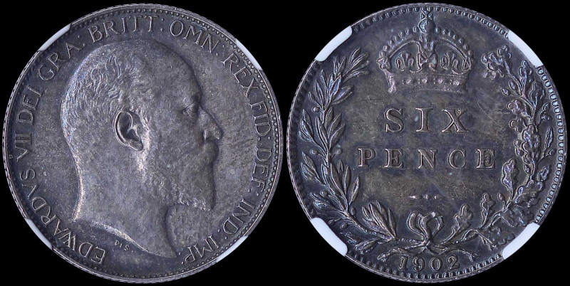 GREAT BRITAIN: 6 Pence (1902) in silver with head of Edward VII facing right. Cr...