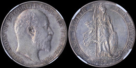 GREAT BRITAIN: 2 Shillings (=Florin) (1902) in silver with head of Edward VII facing right. Britannia standing on reverse. Inside slab by NGC "PF 61 M...