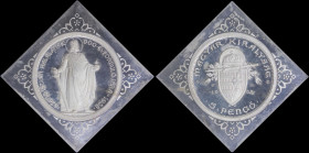 HUNGARY: 5 Pengo (1938 BP UP) official restrike in silver with St Stephan facing right. Coat of Arms, date and value on reverse. Inside large slab by ...