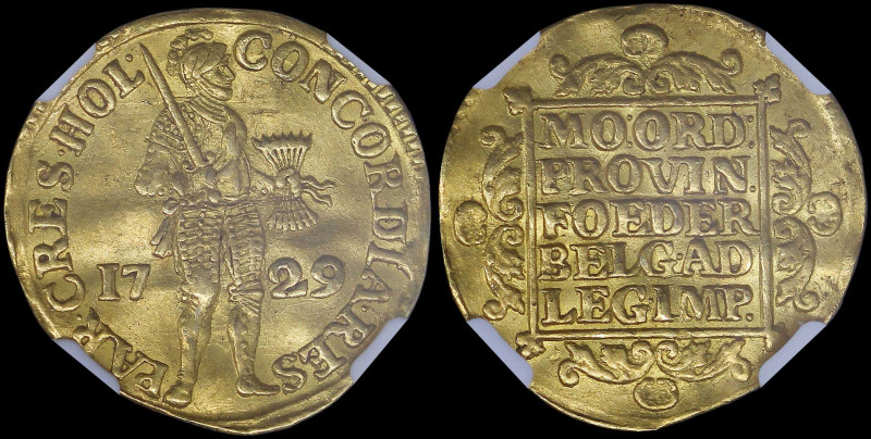 NETHERLANDS / HOLLAND: 1 Ducat (1729) in gold (0,986) with armored standing knig...