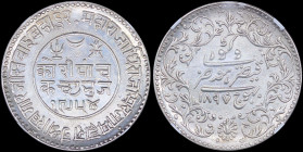 5 Kori (1897//VS1954) (INDIA / PRINCELY STATES), 1 Cent (1939) (MALAYA) & 20 Baht (ND 1963) (THAILAND). The coins are inside slabs by NGC "AU DETAILS ...