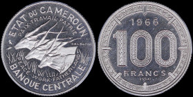 CAMEROON: Essai of 100 Francs [1966 (a)] in nickel with three giant eland facing left. Denomination and date above on reverse. Inside slab by PCGS "SP...