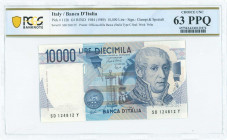 ITALY: 10000 Lire (Law 3.9.1984) in dark blue on multicolor unpt with a lab instrument at center and Volta at right. S/N: "SD 124812 Y". WMK: Volta. S...