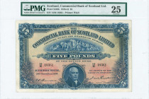 SCOTLAND: 5 Pounds (20.11.1937) by the Commercial Bank of Scotland Limited in blue on yellow and orange unpt with portrait of John Pitcairn at bottom....