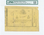 HAITI: 2 Gourdes (Law 1827) in black on thin yellow paper with Arms at upper center. S/N: "192096". WMK: "REPUBLIQUE DHAITI". Inside holder by PMG "Ch...