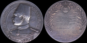 EGYPT: Silver medal (1897) dedicated to the National Museum of Egyptian Antiquities in Cairo. Bust of Abbas Hilmi II facing left on obverse. Crest and...