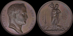 FRANCE: Bronze medal (1807) commemorating the Battle of Friedland with laureate head of Napoleon facing right. Napoleon as a Greek warrior wearing a h...