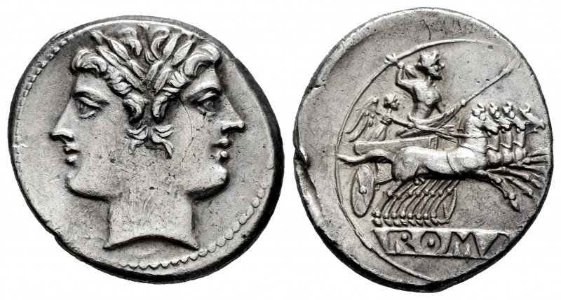Anonymous. Didrachm - quadrigatus. 225-214 BC. Rome. (Craw-28/3). (Rsc-23). Anv....