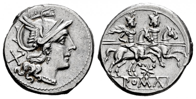 Anonymous. Denarius. 200-190 BC. Rome. (Rsc-20gg). (Ffc-39). (Craw-113/1). (Cal-...