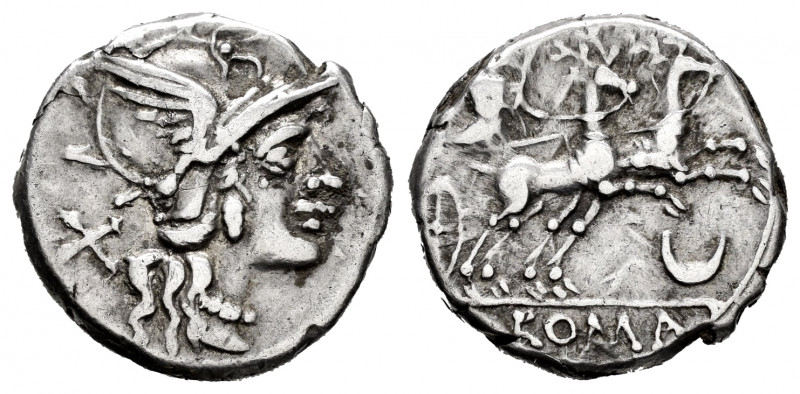 Anonymous. Denarius. 143 BC. Rome. (Ffc-82). (Craw-222/1). (Cal-57). Anv.: Head ...