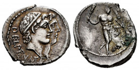 Antius. C. Antius C.f. Restio. Denarius. 47 BC. Rome. (Ffc-154). (Craw-455/2). (Cal-138). Anv.: DEI. PENATES, jugate heads of the Dei Penates diademed...