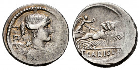 Carisius. T. Carisius. Denarius. 46 BC. Rome. (Rsc-3). (Ffc-538). (Craw-464/5). (Cal-378). Anv.: Winged bust of Victoriy right, S.C. behind bust of Vi...