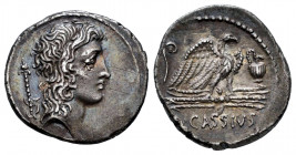 Cassius. Q. Cassius Longinus. Denarius. 55 BC. Rome. (Ffc-557). (Craw-428/3). (Cal-411). Anv.: Head of Bonus Eventus right, sceptre behind. Rev.: Eagl...