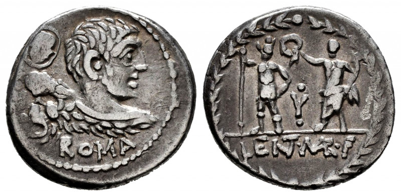 Cornelius. Pub Cornelius Lentulus Marcellinus. Denarius. 100 BC. Auxiliary mint ...