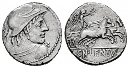 Cornelius. Cn Cornelius Lentulus Marcellinus. Denarius. 88 BC. Rome. (Rsc-50). (Ffc-624). (Craw-345/1). (Cal-484). Anv.: Bust of Mars right seen from ...