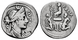 Cornelius. Faustus Cornelius Sulla. Denarius. 56 BC. Rome. (Rsc-59). (Ffc-639). (Craw-426/1). (Cal-497). Anv.: Diademed bust of Diana draped right, cr...