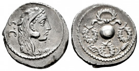 Cornelius. Faustus Cornelius Sulla. Denarius. 56 BC. Rome. (Rsc-62). (Ffc-642). (Craw-426/6b). (Cal-499). Anv.: Head of young Hercules wearing lion's ...