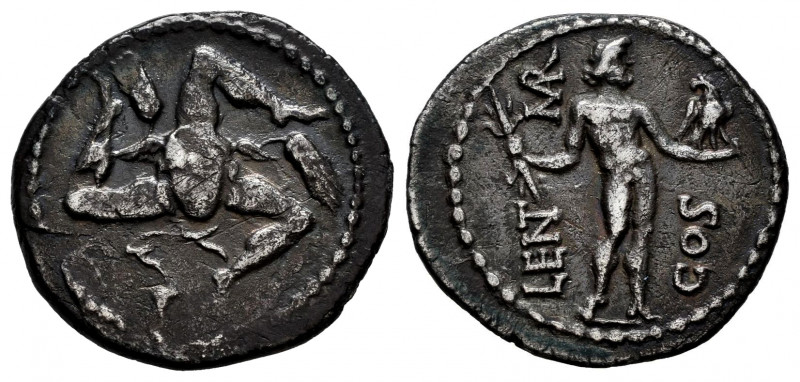 Cornelius. L. Cornelius Lentulus y C. Claudius Marcellus. Denarius. 56 BC. Sicil...