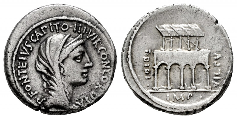 Didius. Titus Didius, Imperator y P.Fonteius Capito. Denarius. 55 BC. Rome. (Rsc...