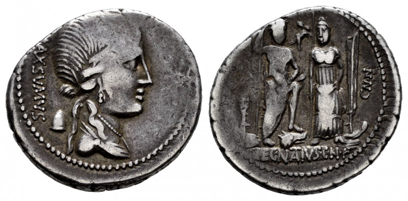 Egnatius. Cn. Egnatius Cn. f. Cn. n. Maxsumus. Denarius. 75 BC. Auxiliary mint o...