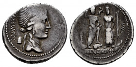 Egnatius. Cn. Egnatius Cn. f. Cn. n. Maxsumus. Denarius. 75 BC. Auxiliary mint of Rome. (Rsc-2). (Ffc-688). (Craw-381). (Cal-563). Anv.: Diademed bust...